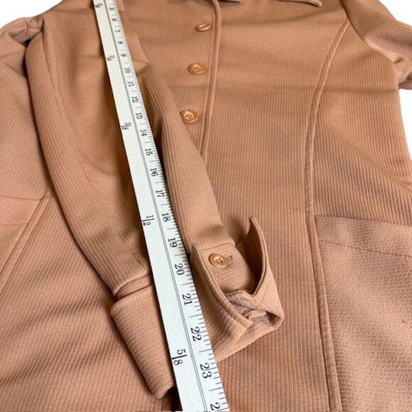 Graff Californiawear Vintage 70's Polyester Button Blazer Camel Great Cuffs! - Picture 8 of 9